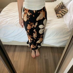 Tie dye silk midi skirt